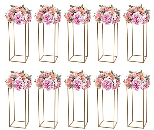 10 soportes de metal para flores de boda, centros de mesa, 60 cm, soporte de metal para plantas, jarrón alto, soporte para columnas, jarrón de boda, columna para decoración de fiestas