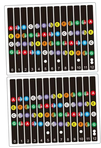 Cabilock 2 Satz Gitarren Notizaufkleber aus Pvc für Gitarrengriffbrett Nützliche Skalenaufkleber zur Übung und Identifikation für Anfänger und Kinder