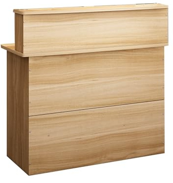 BVCL Comptoir d'accueil avec tiroir verrouillable et Compartiments Ouverts for Bureaux, Salons, Halls d'entrée - Comptoir d'accueil Robuste avec Instructions de Montage(Walnut Color,80cm)