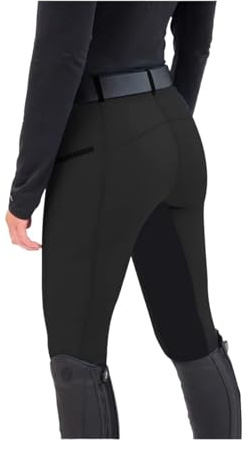 GIYXHU Ridbyxor dam leggings elastiska byxor vardaglig dragkedja ridning ridning, Svart, XL