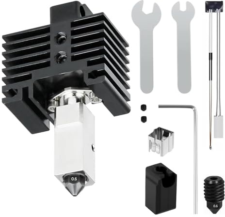 Upgraded 0,6 mm Hotend Kit per stampante 3D Bambu Lab P1S/P1P, con blocco riscaldante in rame placcato Titanium Heat Break, 0,6 mm Hardened Steel Nozzle Heating Block Kit, Hotend con base in silicone