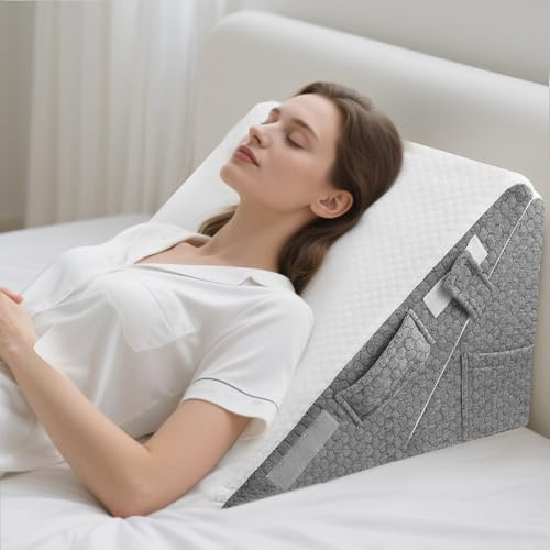 Eirolace Cuscino Antireflusso Adulto da Lettura, Cuscino a Cuneo per Letto, Cuscino Antireflusso Adulti con Supporto per la Schiena, Ergonomico Cuscino Triangolare per il Supporto di Schiena