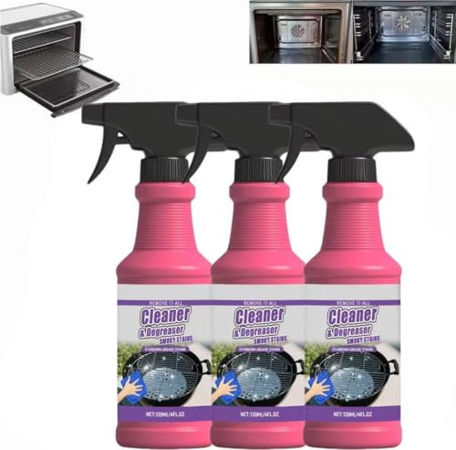 Fast-Acting Heavy-Duty Grill Degreaser Spray,BBQ Grill Degreaser Cleaner Heavy Duty,BBQ Grills Cleaner Spray,All Purpose Heavys Oil Cleaning Agent,Smoker Cleaners for Stains and Stubborn Grease (3)