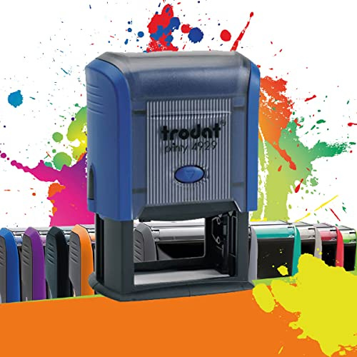 Trodat Printy 4929 - Tampon Encreur Professionnel Automatique 6 lignes À Personnaliser - Empreinte 50 x 30 mm Offerte (Bleu)