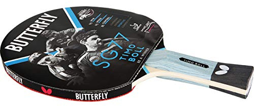 Butterfly Timo Boll SG77 Table Tennis Bat - ITTF Approved 1.8mm Pan Asia Rubber, Black/Red, One Size