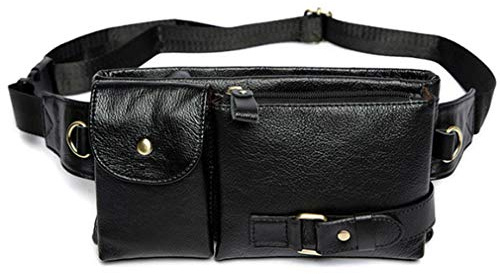 Leder Gürteltasche für Herren Frauen Reisen Jagd Wandern Klettern Mehrzweck Hip Bum Gürtel Schlank Handy Geldbörse Brieftasche Schwarz