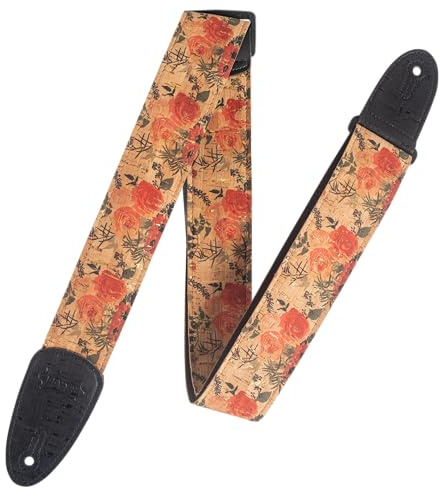 Levy's MX8-001 Gitarrengurt Natural Cork on Black Cotton Webbing Cork Ends 2 - Wildflower