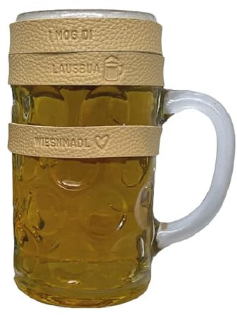 Nessis Manufactur Maßkrugband Bierkrugmarkierer Biergkrugband Oktoberfest Wiesnmald/Lausbua/I mog di (I mog di - Beige)