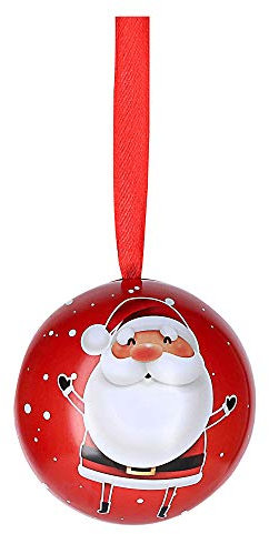 Cepewa Pallina di Natale in metallo da appendere e aprire, per albero di Natale, Babbo Natale (1 palla di Natale Santa)