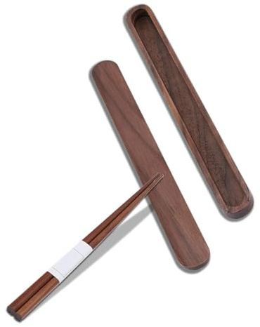 Japanese Natural Wood Chopsticks, Portable 25cm/9.8in Reusable Eco-Friendly Wooden Chopsticks Storage Case Box with One Pair of Chopsticks for Home Office School Travel Camping Picnic