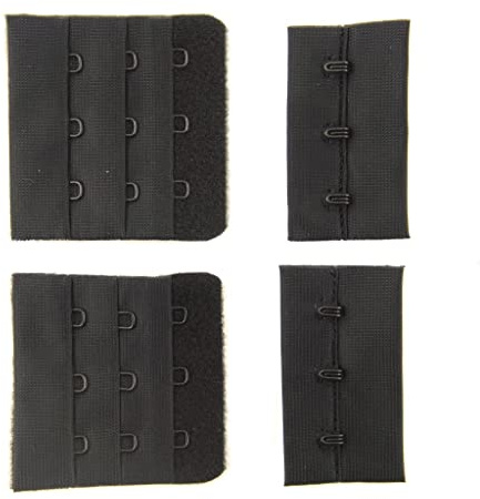 HAND® Black Bra Hook and Eye Bra Strap Sew-in Fasteners - 3 Hooks - 45 mm Wide - Pack of 2 Sets