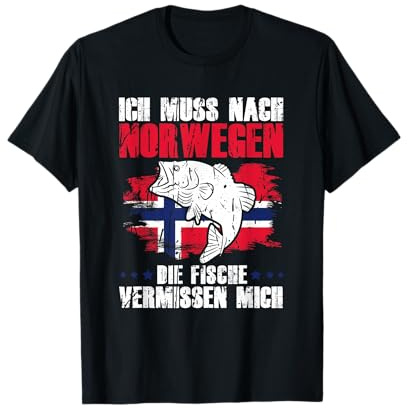 Ich muss nach NORWEGEN die Fische vermissen mich Angeln T-Shirt