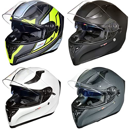Motorradhelm Integralhelm Pinlock RT-826 COM Motorrad Roller Quad Helm, Farbe:Black Neon, Größe:XL (61-62)