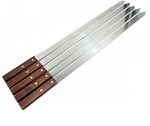 BIZU 5 pcs en Acier Inoxydable Large Un Barbecue Brochettes Longues poignée en Bois Barbecue Fourchette Chic shish Kebab Grill brochette Camping Outil Panique Style brésilien (Taille : 50cm)