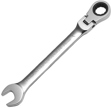 WISEUP Llaves fijas CR-V, 14 mm, con ángulo ajustable de 180 °, llaves de trinquete industrial en ambos extremos, herramienta de taller antideslizante de flexión | Herramientas mecánicas 2 en 1 de calidad industrial, herramientas manuales antideslizantes y antiflexiones