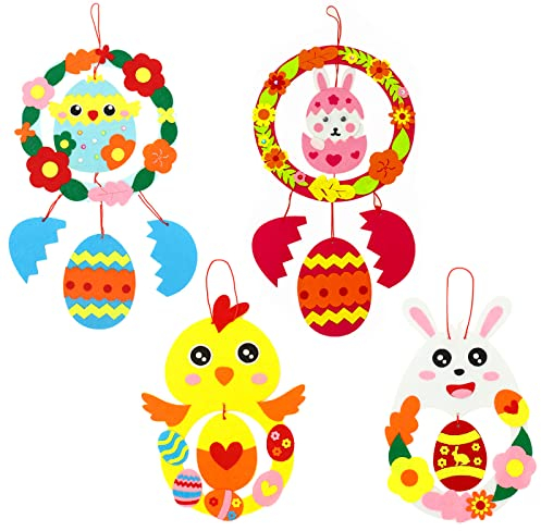 Ostern Basteln Kinder Mädchen Jungen, Osterdeko Bastelset, DIY Ostern Deko Türkranz Für Tür Haustür, Bastelzubehör Bastelmaterial Hase Eier Küken, Kindergarten Geburtstagsfeier Geburtstag Geschenk