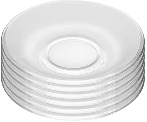 WHJY 6 pcs Clear Glass Plates, 5 inch Glass Plate Set, Small Dessert Plates Tea Plates Bulk