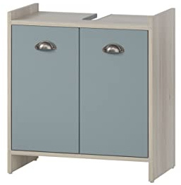 Schildmeyer Waschbeckenunterschrank Lindholm 154365, Sandeiche Dekor/Taubenblau, 56,9 x 33 x 62,4 cm
