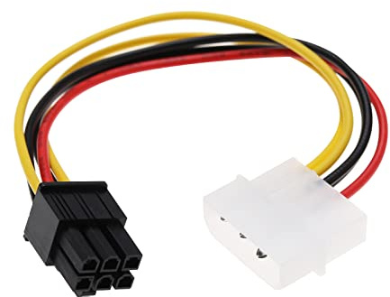 VGOL 2PCS 4 Pin Molex Male to 6 Pin PCI-E Male Graphics Card Power Cord Adapter Express Cable Graphics Adapter Conversion Cable 18AWG 18cm