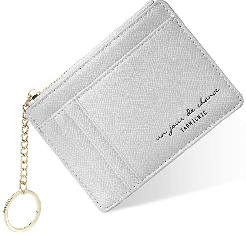 URAQT Geldbörse Damen, Mini PU Leder Portmonee für Herren und Frauen, Kleines Zipper Portemonnaie mit 8 Kartenfächern, Schmal Kurzer Geldbeutel Wallet Klein Brieftasche Schlanke Geldbörsen(Grau)