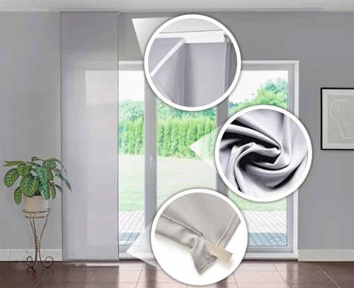 Deco Italia Tenda a pannello scorrevole Grigio Chiaro tinta unita | Pannello da L 70 x H 265 cm, Semi-filtrante