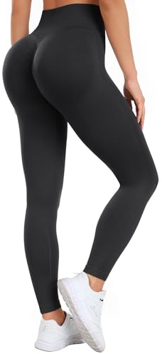 Ulknyss Leggins Sportivi Donna Push Up Leggings Palestra Vita Alta Pantaloni Fitness Yoga Anticellulite(Nero Scuro,M)