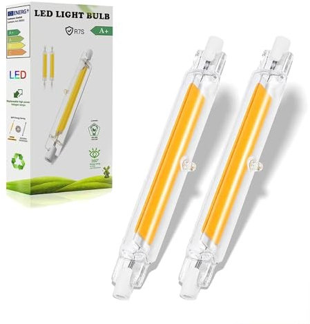 R7S Dimmable LED Light Bulb 10W J78 Warm White 3000K COB Filament Chip J Type Linear Light Bulb Double Ended Reflector Light 100W Halogen Replacement Energy Saving R7s Floodlight (2 Pack)