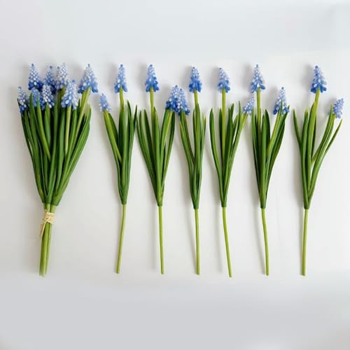 TVIVID Kleiner künstlicher Blumenstrauß, Gelatine, Traubenhyazinthen, schöne lila Hyazinthe, Brautstrauß, Blumenarrangement