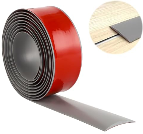 Bubuny Profil de Transition Autoadhésif 3m*5cm, Profilé de Transition Sol PVC, Gris Bande De Transition De Seuil, Bande de Recouvrement de Sol Pour Couvrir Les Espaces Entre Les stratifiés