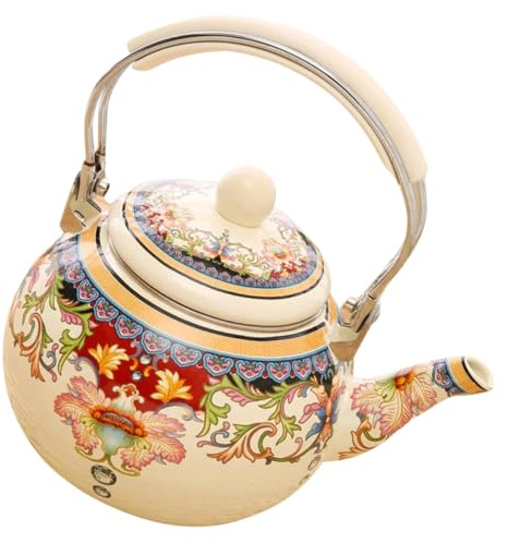 Mikinona Bollitore da Tè Smaltato Vintage 2.4l, Flusso Dell’acqua Uniforme, con Manico, per Cucina e Campeggio