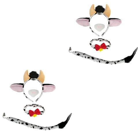 Carnavalife 4 Piezas de Conjunto de Disfraz Vaca adulto unisex, Disfraz Vaca hombre lechero, diadema de vaca niño, talla universal, halloween carnaval