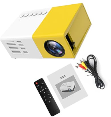 siduytin Proyector 1000 lúmenes 480x360 píxeles 3,5 mm Mini proyectores LED Pequeño 1080P Media Player Beamer Interfaz múltiple, Amarillo