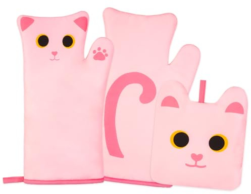 Ofenhandschuhe Topflappen Set,Backhandschuhe Ofenhandschuhe,Rutschfeste Topfhandschuhe 3er-Set,Topfhandschuhe Kochhandschuhe Backhandschuhe