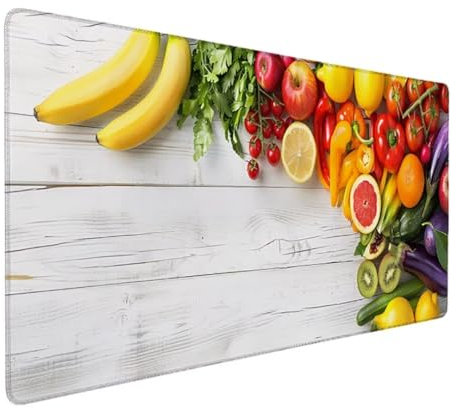 Gaming Mauspad XXL 1200 x 600 x 3mm, Mousepad XXL Schreibtischunterlage, Wasserdicht Rutschfest für Tastatur Computer PC Gamer Schreibtisch Unterlage, Ergonomisches Mauspad Groß (Gelb, Obst) R-Z