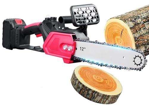 2000W Electric Chainsaw,21V Cordless Chainsaws,12 Inch Electric Chainsaw Cordless with 2 Chains,3000Amh Battery,Battery Chainsaws for Cutting Trees and Wood