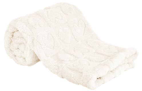 Couverture Bébé en Peluche Doux et Moelleuse pour Fille Garçon et Tout-Petit, Couverture Bébé Chaude Hiver pour Poussette, Nacelle, Siège Bébé ou Lit Bébé, Cadeau de Nouveau-né, 40inx30in Blanc