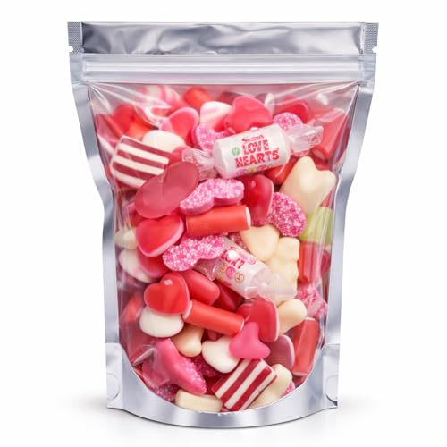 GRO VITS - Pick & Mix sweets Quality Jelly Love Hearts Sweets Classic Retro Candy Selection Assortment Fathers Day Gifting Love Theme, Anniversaries Gifts Love Candy Sweeties - 500g