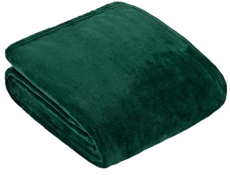 furn. Coperta in pile Harrow - Coperta in flanella leggera morbida e setosa per letto o divano (Smeraldo - 140x180cm)