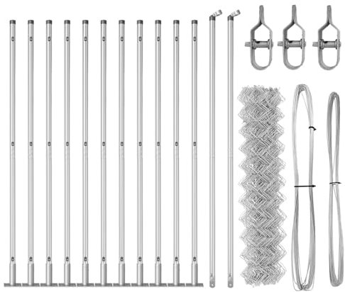 vidaXL Clôture en treillis avec poteaux Argent 0.8 x 25 m Acier, Panneaux de clôture en acier, durables pour jardin et terrasse, barrière privée, séparateur de jardin, extérieur