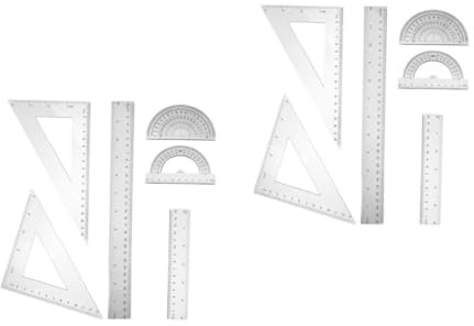 DOITOOL 2 Set Set Di Goniometri A Piastra Triangolare Goniometro Righello Tascabile Righello Triangolare Piccolo Sovrano Di Precisione Lungo Sovrano P.s Trasparente 6 Pezzi*2