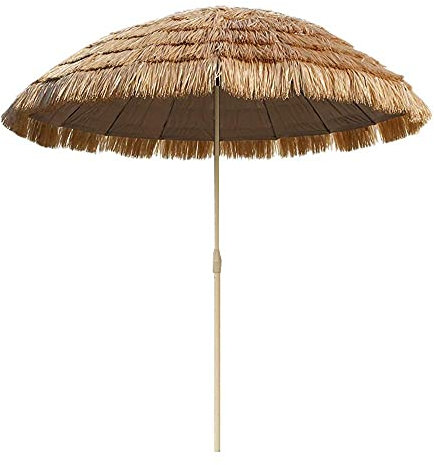 UQACHG Ombrellone di Paglia, Ombrelloni da Spiaggia Hawaiani, 8 Stecche, Design Rotondo, per Spiagge, Bar, Terrazze, Ponti, Giardini,White-Without Base