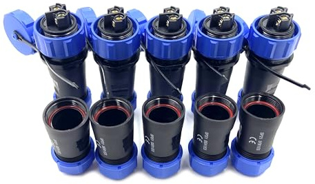 5 Pezzi SP21 2 poli Aeronautica Connettore, IP68 Impermeabile 2Pin Nessuna Saldatura Richiesta Connettore Elettrico Maschio Spina e Femmina Presa Adattatore 500V 30A 12AWG Cavo (Cablaggio a Vite)