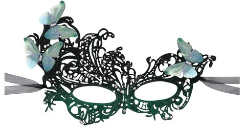 JewelryWe Masque Bal Masqué Femme: Demi Masque Vénitien Dentelle Élégant avec Papillons et Strass,Accessoire pour Déguisement,Carnaval,Soirée,Halloween,Cosplay,Mariage et Mascarade