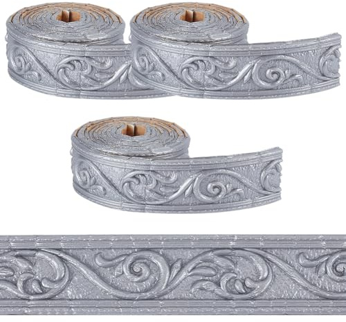 CRASPIRE Moldura de Pared de (30) x (50) cm Borde de Papel Tapiz Moldura Autoadhesiva Gris Claro Flexible 2215D Espejo Vintage Borde Adhesivo de Espuma para Decoración de Hotel Hogar Y Techo