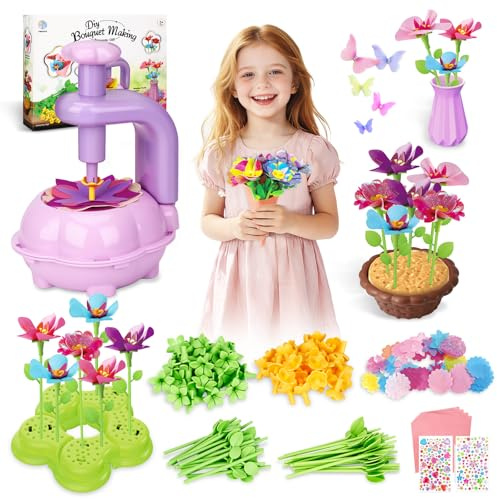 ZUSUZU Il Laboratorio dei Fiori,Bouquet Fiori Bambini,Giocattolo Creativo con Macchina per la Produzione di Fiori Bambini,Bouquet Esclusivi per Ragazze dai 3 ai 9 Anni e Regalo di Compleanno - Viola