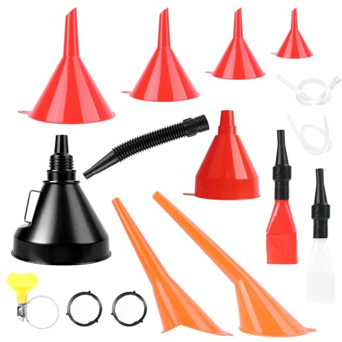 Axlyca Entonnoir Carburant,14PCS Entonnoir pour Voiture,Universel Plastique Entonnoiri Voiture Kit,Entonnoirs Huile Moteur Essence,Entonnoirs Universel à Essence pour Voitures,Atelier, Maison