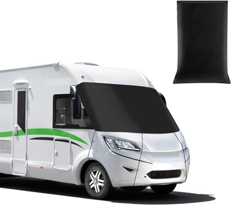 Pare Brise Wrap Cover pour Camping-Cars intégrés, Luxe 600D Classe A Couverture Auto Enveloppante pour Pare-Brise Avant imperméable, Bâche de Protection Contre la Neige Glace
