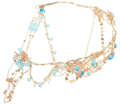 VILLFUL Tocado Novia con Cadena de Frente y Borla Accesorio Ligero para Bodas y Sesiones Fotográficas Adorno Elegante para Peinados Tradicionales y Modernos