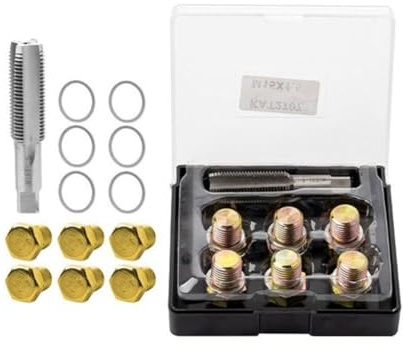 FACAIIO Kit di riparazione filettatura rubinetto scarico olio, 13 pezzi, M13-M20 x 15 mm, kit di attrezzi in acciaio inox con scatola di immagazzinaggio trasmissione veicolo e differenziale
