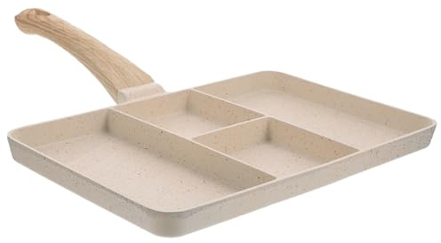 JECOMPRIS Sartén de Piedra de Maifan Antiadherente para Huevos y Bistec, Sartén Multifunción de Aleación de Aluminio Ranuras, Tamaño Mediano Color Maifan, Adecuado para Cocina